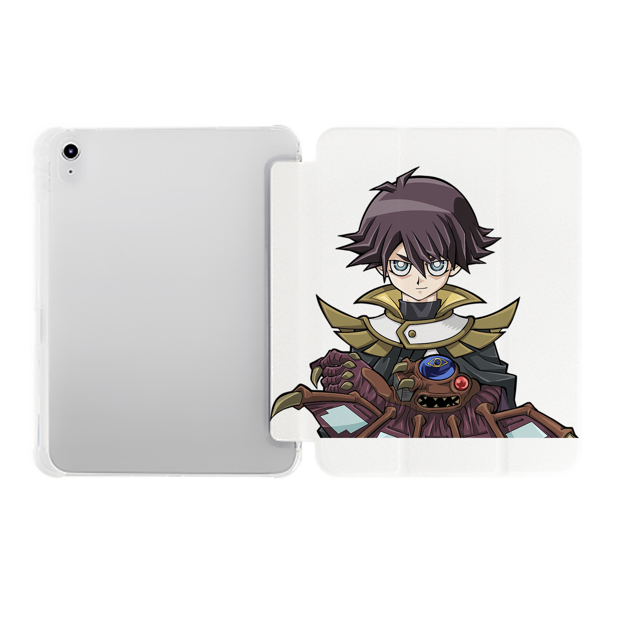 （画像用） 遊☆戯☆王 Yu-Gi-Oh! IPad ケース ペン収納付き 三つ折りスタンド PUレザー×シリコン 対応機種9.5/10.5/10.9インチ